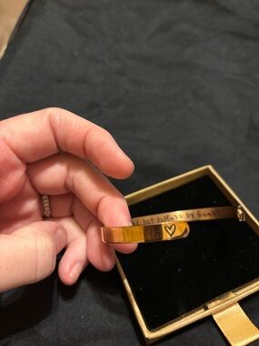 Rose Gold Engraved Cuff Bracelet-not sisters by blood but sisters by heart